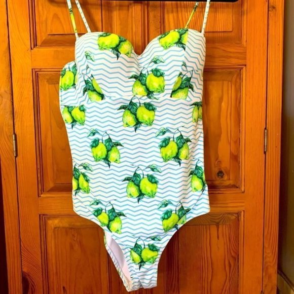 Cupshe Swimsuit Padded Baby Blue Green One Piece Size Small - Picture 1 of 4